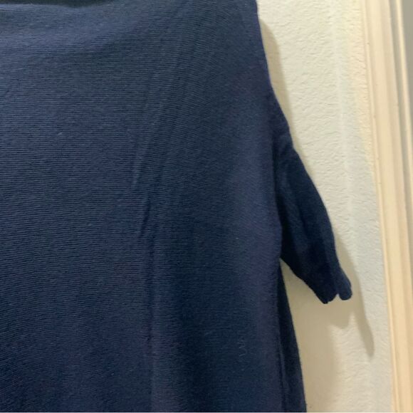 360 Cashmere Turtleneck Navy blue Poncho Sweater Size M - Picture 5 of 7